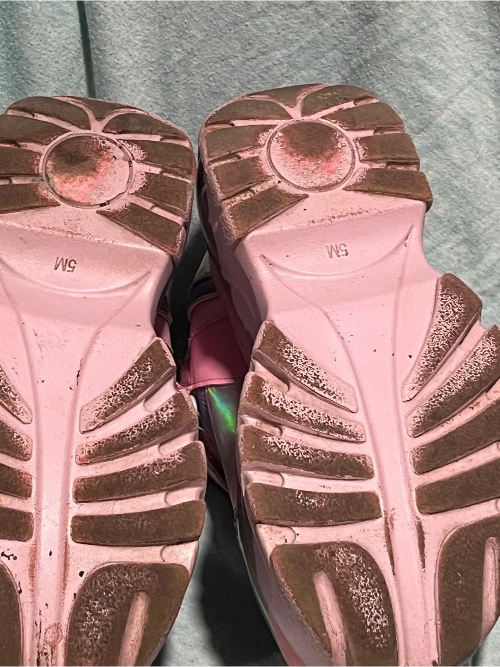 Sugar Thrillz Pink Holographic Heart Platform Sneakers